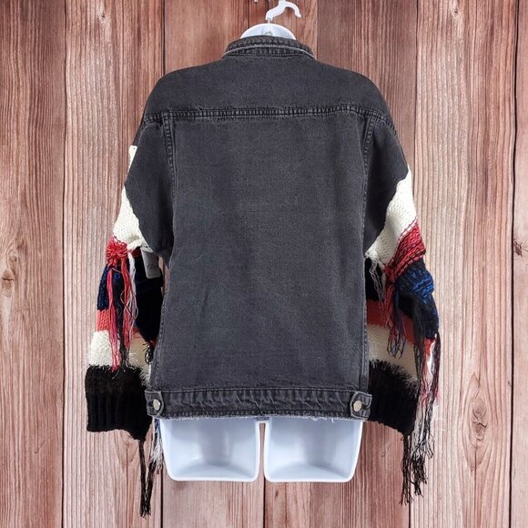 Free People Wren + Glory Womens Size Medium Yellowstone Knitter Denim Jacket - Picture 5 of 12